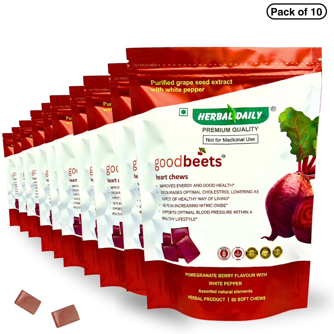 Goodbeets Heart Chews | Nitric Oxide Supplement | Supports Blood Pressure | Grape Seed Extract | Beet Powder | Pomegranate Berry Flavor, 600 Count