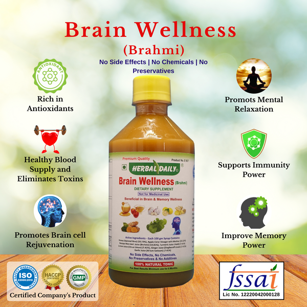 Brain Wellness Syrup Brain Supplement for Memory and Focus | Concentration for Mental Clarity, Cognitive Enhancement Vitamins 1 Bottle