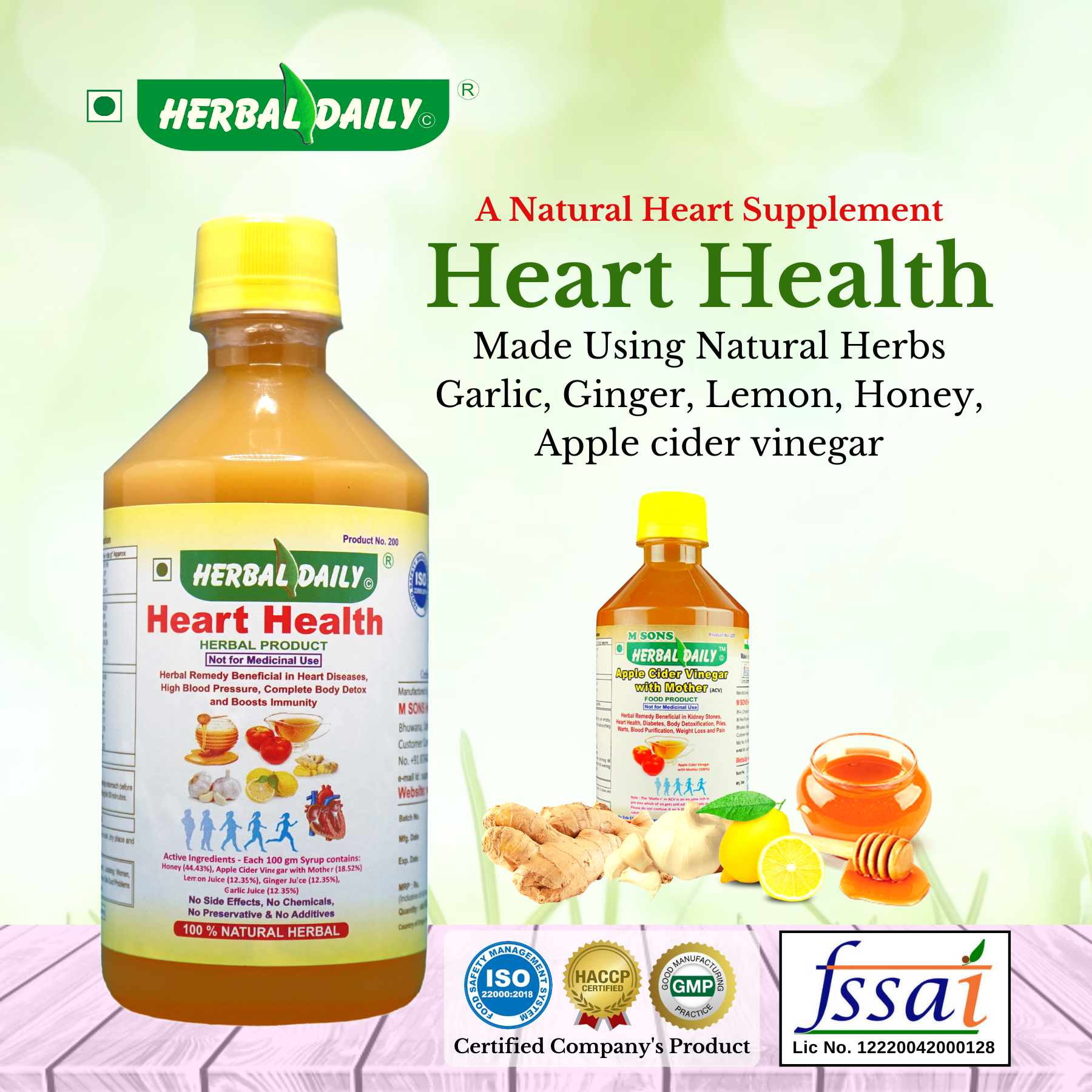 Heart Health Syrup Natural Supplement for Heart Blockage, Heart Pain & Cardiac Wellness | Lowering Cholesterol Naturally