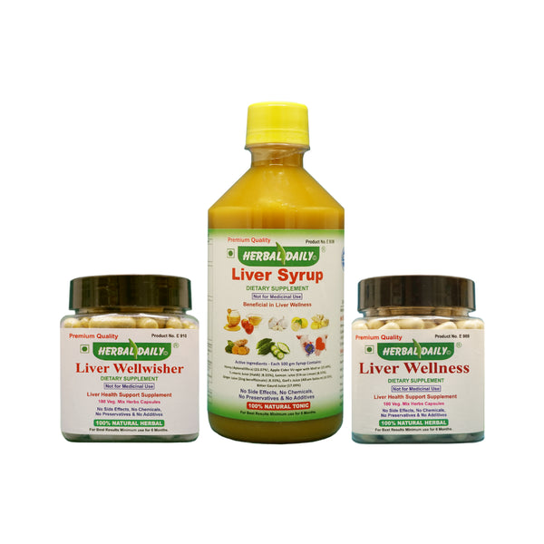 Liver Detox & Wellness Combo: Liver Cleanse, Body Detox, Repair | Liver Syrup 400ml & Liver Wellwisher 180 Veg Capsules