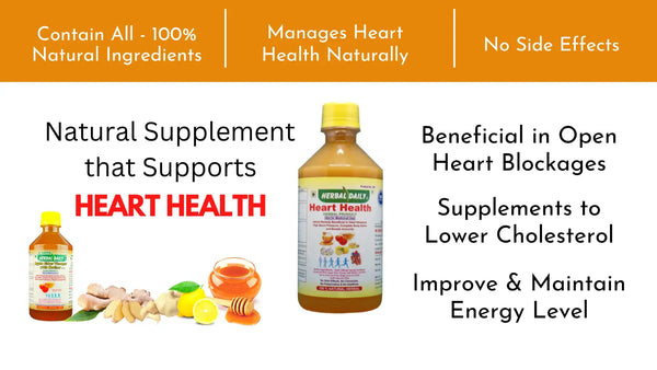 Herbal Daily Heart Health USA is supplements to lower cholesterol beneficial in  heart health supplements chest pain tightness in chest, open heart blockages, garlic ginger, lemon, honey, acv hrt apple cider vinegar