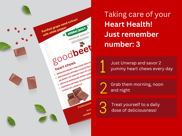GoodBeets Heart Chews | Increase Nitric Oxide Levels, Supports Healthy Blood pressure | Grape Seed Extract and Beet Powder White pepper (Pomegranate Berry Flavor with white pepper, 60 Count, 2 Pack)