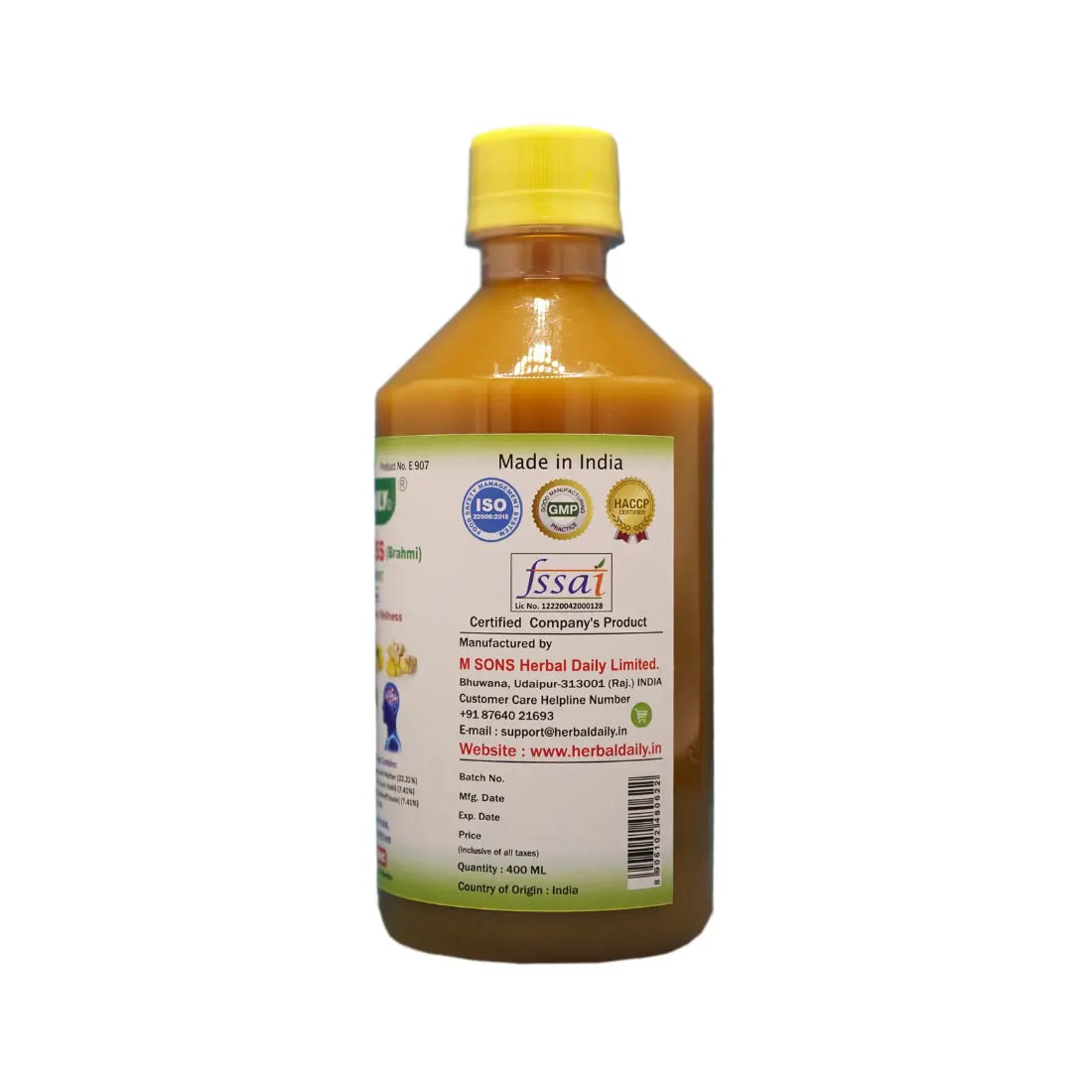 Brain Wellness Syrup Brahmi Best for Brain and Memory Wellness Made Using Natural Herbs Brahmi Garlic Ginger Turmeric haldi Lemon Honey Apple Cider Vinegar ACV
