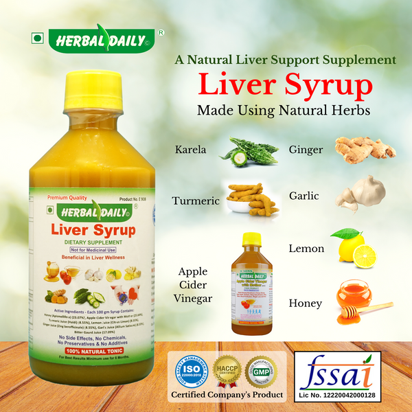 Liver Syrup Supports liver cleanse & Body Detox, Strengthens the Liver health & digestive system made using Acv garlic ginger lemon honey apple cider vinegar and bitter melon karela